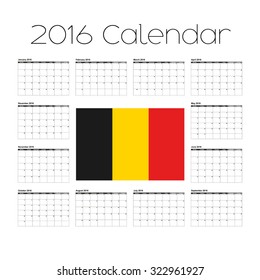 2016 Calendar Flag Belgium Stock Vector (royalty Free) 322961927 