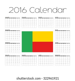 A 2016 Calendar with the Flag of Benin