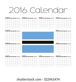 A 2016 Calendar with the Flag of Botswana