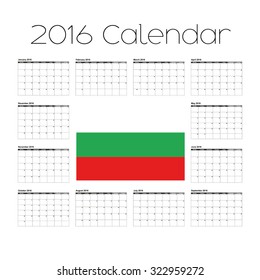 A 2016 Calendar with the Flag of Bulgaria