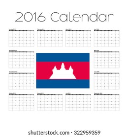 A 2016 Calendar with the Flag of Cambodia