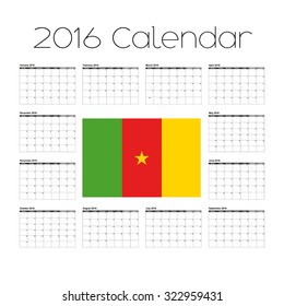 A 2016 Calendar with the Flag of Cameroon