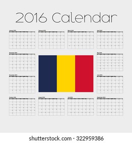 A 2016 Calendar with the Flag of Chad