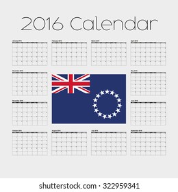 A 2016 Calendar with the Flag of Cook Islands