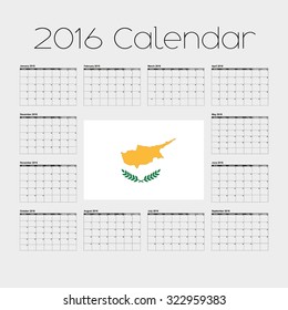 A 2016 Calendar with the Flag of Cyprus