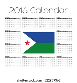 A 2016 Calendar with the Flag of Djibouti