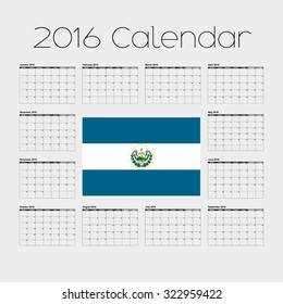 A 2016 Calendar with the Flag of El Salvador