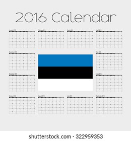 A 2016 Calendar with the Flag of Estonia