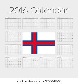 A 2016 Calendar with the Flag of Faroe Islands