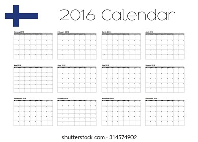 A 2016 Calendar with the Flag of Finland