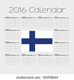 A 2016 Calendar with the Flag of Finland