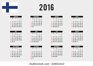 A 2016 Calendar with the Flag of Finland