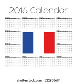 A 2016 Calendar with the Flag of France