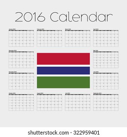 A 2016 Calendar with the Flag of Gambia