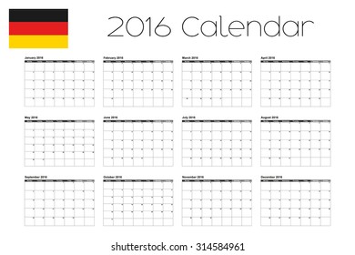 A 2016 Calendar with the Flag of Germany