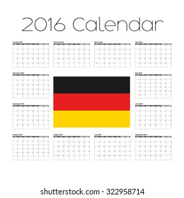 A 2016 Calendar with the Flag of Germany