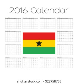 A 2016 Calendar with the Flag of Ghana