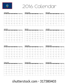 A 2016 Calendar with the Flag of Guam