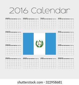 A 2016 Calendar with the Flag of Guatemala