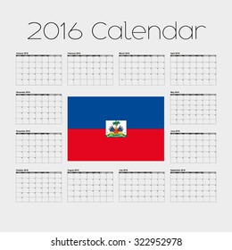 A 2016 Calendar with the Flag of Haiti