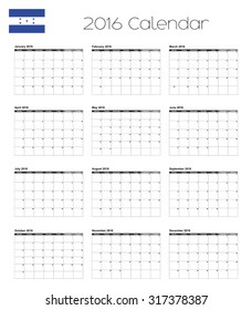 A 2016 Calendar with the Flag of Honduras
