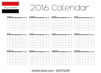 A 2016 Calendar with the Flag of Iraq