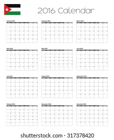 A 2016 Calendar with the Flag of Jordan