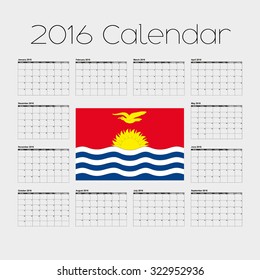 A 2016 Calendar with the Flag of Kiribati
