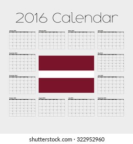 A 2016 Calendar with the Flag of Latvia