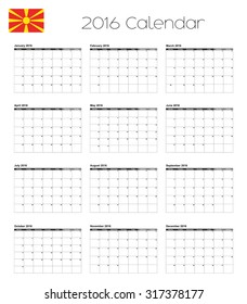 A 2016 Calendar with the Flag of Macedonia