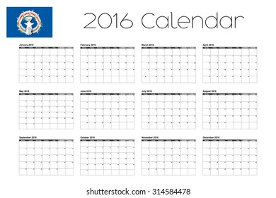 A 2016 Calendar with the Flag of Marianas