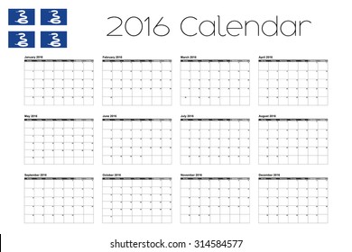 A 2016 Calendar with the Flag of Martinique