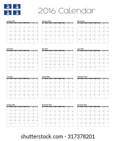 A 2016 Calendar with the Flag of Martinique
