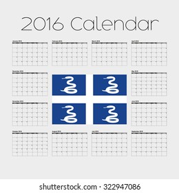 A 2016 Calendar with the Flag of Martinique