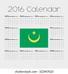 A 2016 Calendar with the Flag of Mauritania