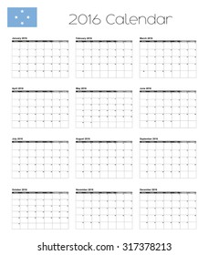 A 2016 Calendar with the Flag of Micronesia