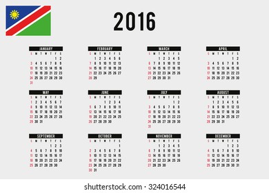 A 2016 Calendar with the Flag of Namibia