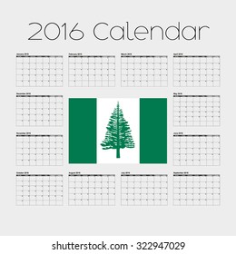 A 2016 Calendar with the Flag of Norfolk