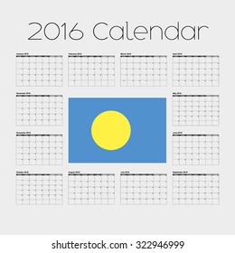 A 2016 Calendar with the Flag of Palau