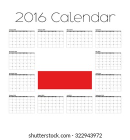 A 2016 Calendar with the Flag of Poland