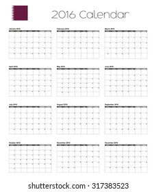 A 2016 Calendar with the Flag of Qatar