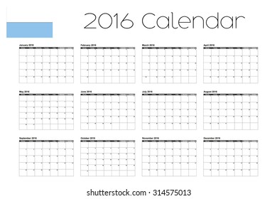 A 2016 Calendar with the Flag of San Marino