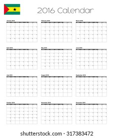 A 2016 Calendar with the Flag of Sao Tome E Principe