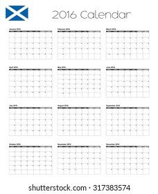 A 2016 Calendar with the Flag of Scotland