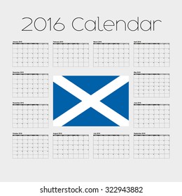 A 2016 Calendar with the Flag of Scotland