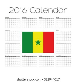 A 2016 Calendar with the Flag of Senegal
