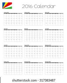 A 2016 Calendar with the Flag of Seychelles