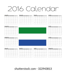 A 2016 Calendar with the Flag of Sierra Leone