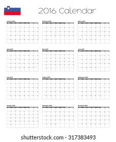 A 2016 Calendar with the Flag of Slovenia