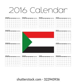 A 2016 Calendar with the Flag of Sudan